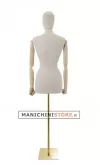 Busto donna in lino con braccia legno e base rettangolare oro