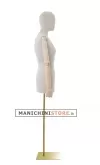 Busto donna in lino con braccia legno e base rettangolare oro