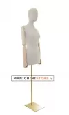 Busto donna in lino con braccia legno e base rettangolare oro