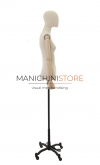 Linen female bust with wooden arms and worker base