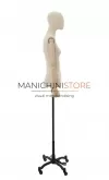 Busto donna in lino con braccia legno e base worker