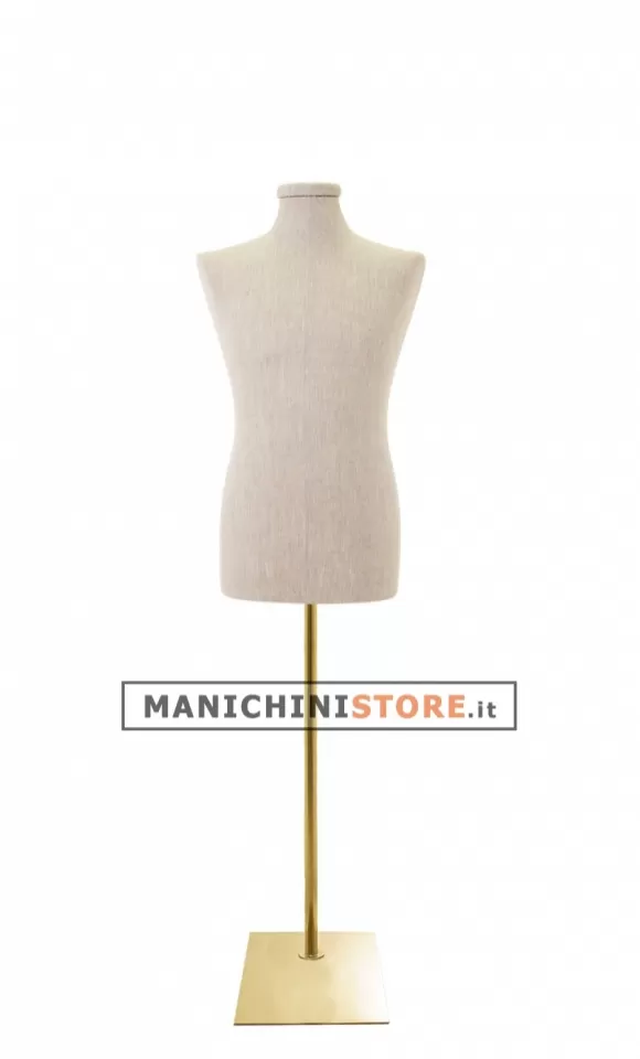 Busto uomo in lino con base rettangolare oro