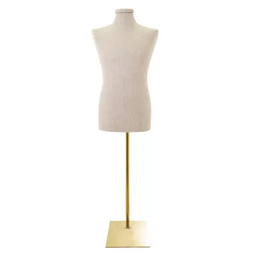 Busto uomo in lino con base rettangolare oro