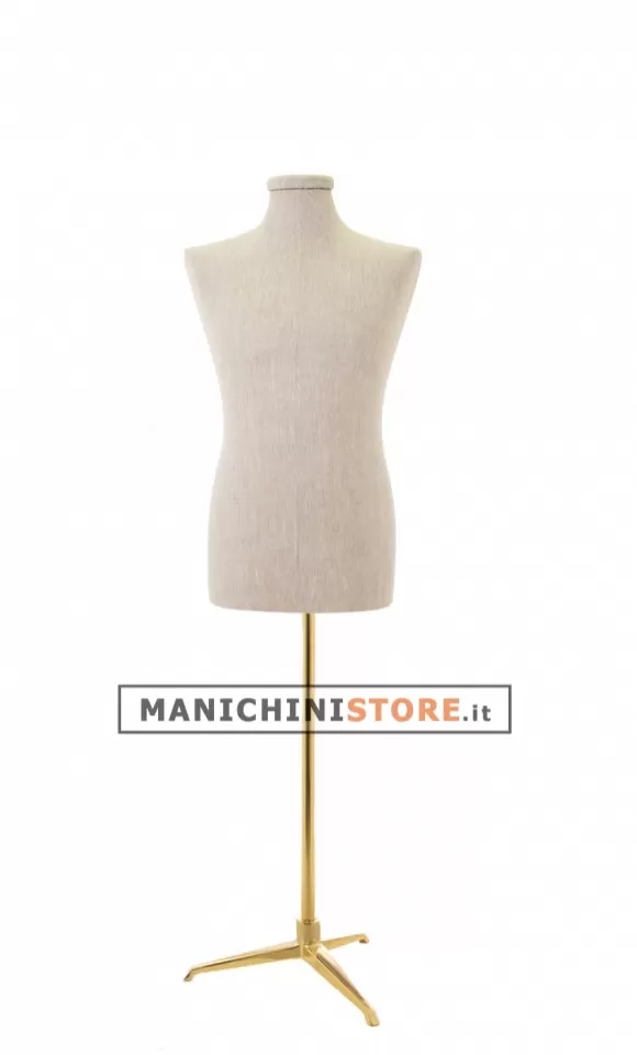 Busto uomo in lino con base treppiede oro