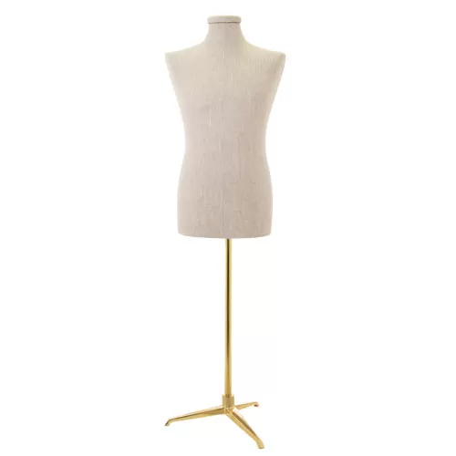 Busto uomo in lino con base treppiede oro