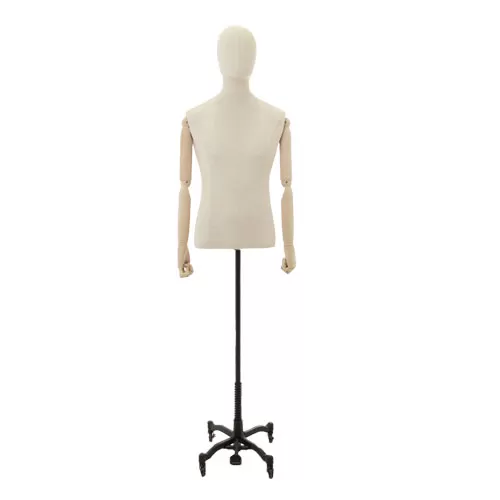 Busto uomo in lino con braccia legno e base worker