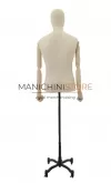 Busto uomo in lino con braccia legno e base worker