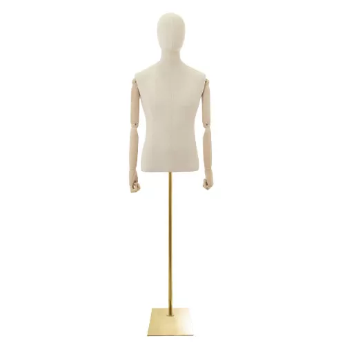 Noleggio busto uomo in lino con braccia legno e base oro