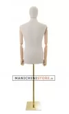 Busto uomo in lino con braccia legno e base rettangolare oro