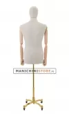 Busto uomo in lino con braccia legno e base worker oro