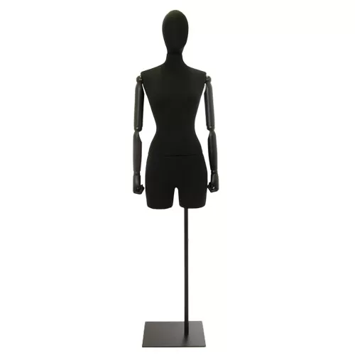 Busto donna black lycra con braccia legno e mezza gamba