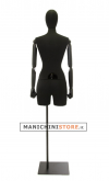 Busto donna black lycra con braccia legno e mezza gamba