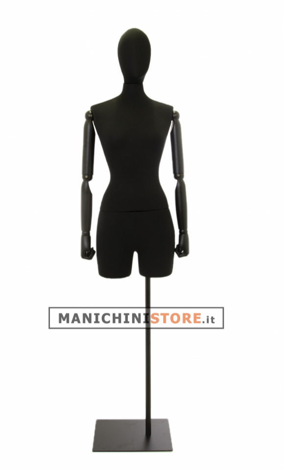 Black lycra female bust with wooden arms and half leg