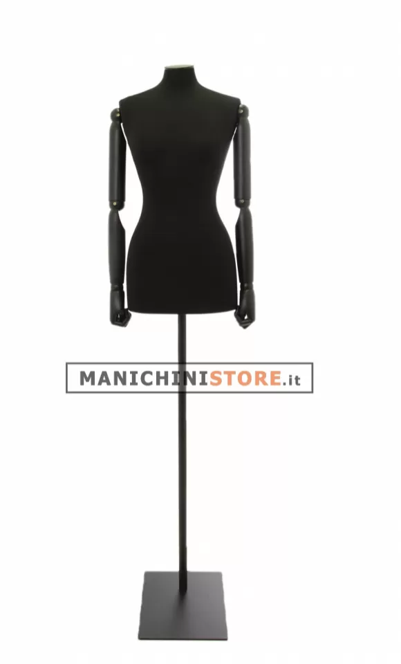 Busto donna black lycra con braccia legno