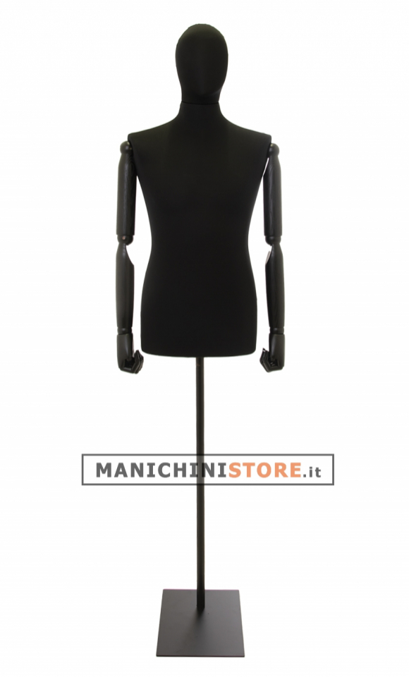 Black lycra male bust with wooden arms