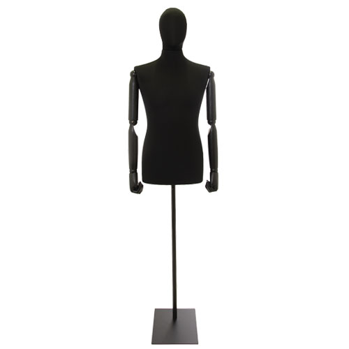 Busto uomo black lycra con braccia legno
