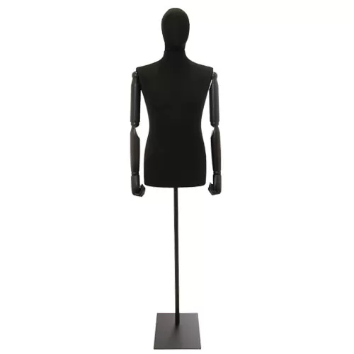 Busto uomo black lycra con braccia legno