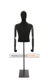 Busto uomo black lycra con braccia legno e mezza gamba