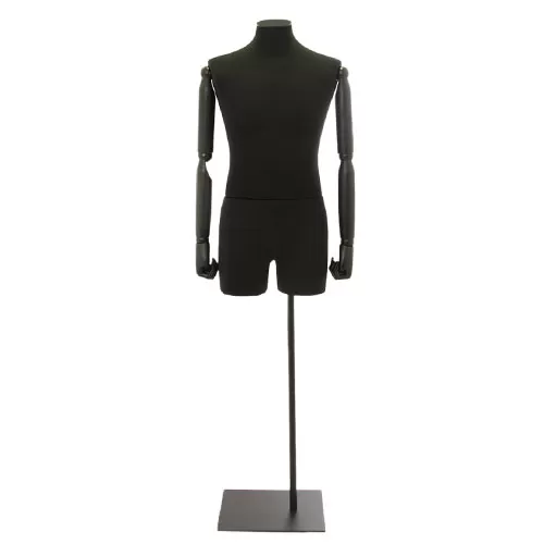 Busto uomo black lycra con braccia legno e mezza gamba