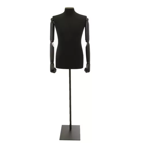 Busto uomo black lycra con braccia legno