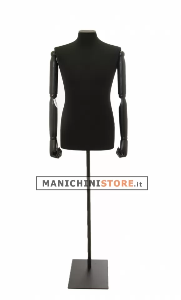 Busto uomo black lycra con braccia legno