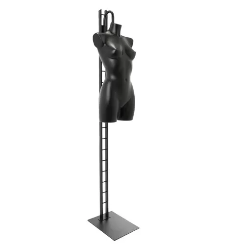 Busto manichino donna precolorato nero con base a scaletta