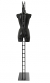 Busto manichino donna precolorato nero con base a scaletta