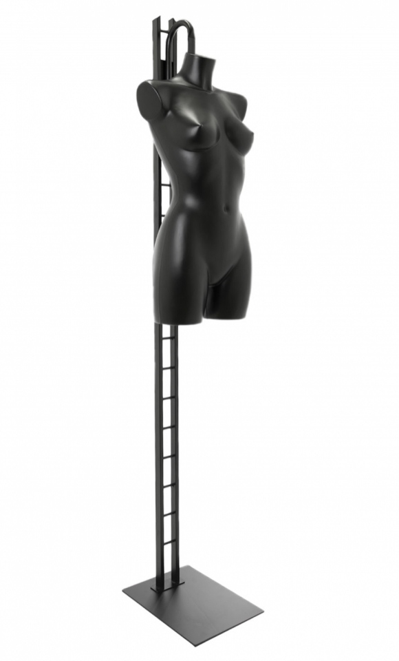 Busto manichino donna precolorato nero con base a scaletta