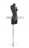 Busto manichino donna nero NEW con base cromata