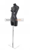 Busto manichino donna nero NEW con base cromata
