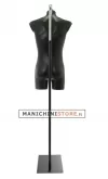 Busto manichino uomo precolorato nero con base con attacco collo