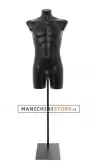 Busto manichino uomo precolorato nero con base con attacco collo