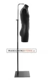 Busto manichino uomo precolorato nero con base con attacco collo