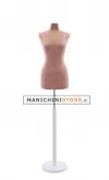 Busto sartoriale donna vellutato rosa antico base tonda bianca