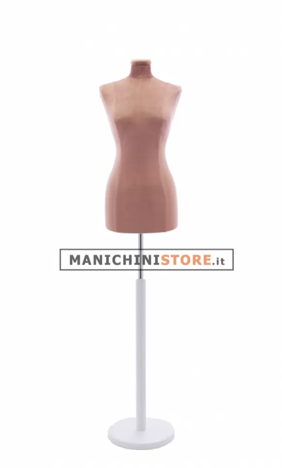 Busto sartoriale donna vellutato rosa antico base tonda bianca