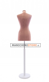 Busto sartoriale donna vellutato rosa antico base tonda bianca