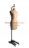 Hanging linen female "Tailormade" mannequin with cast iron base