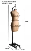 Manichino donna sartoriale appeso con base in metallo nero