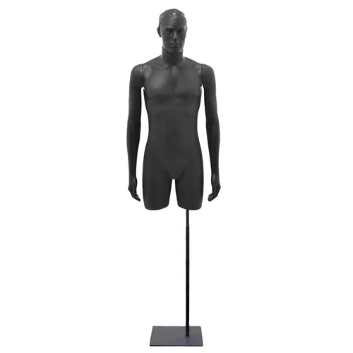 Busto torso uomo nero con braccia e testa scolpita