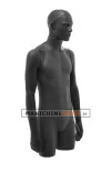 Busto torso uomo in plastica nero con testa scolpita