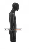 Busto torso uomo in plastica nero con testa scolpita