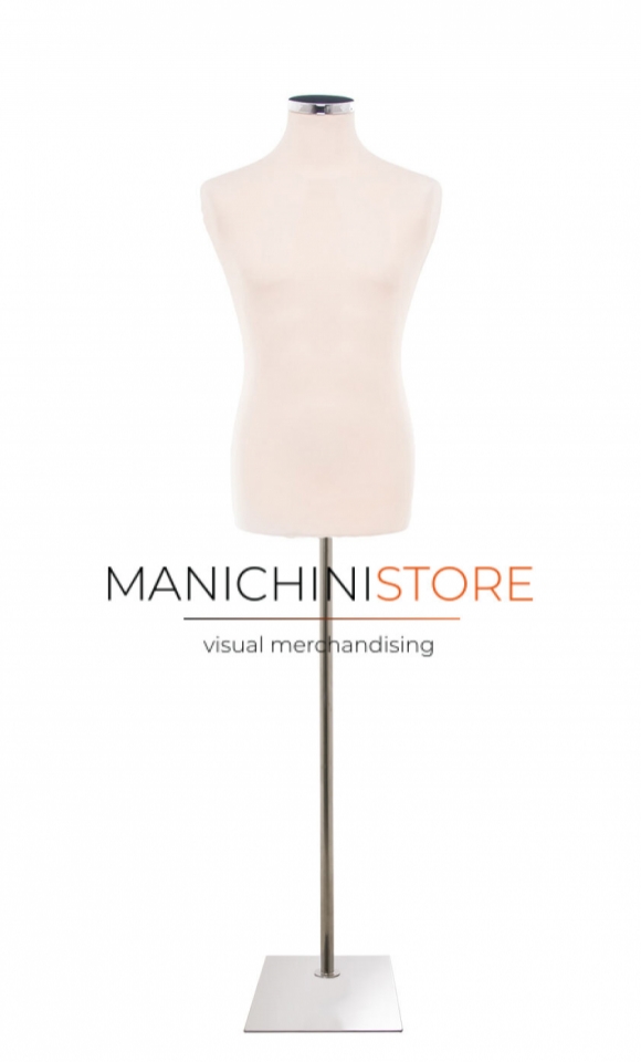 Male bust in Ivory fabric with rectangular chromed base