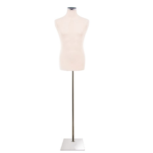 Male bust in Ivory fabric with rectangular chromed base