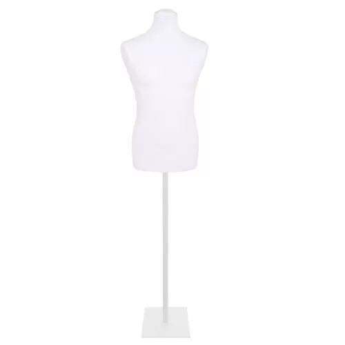 Busto uomo bianco con base quadrata bianca