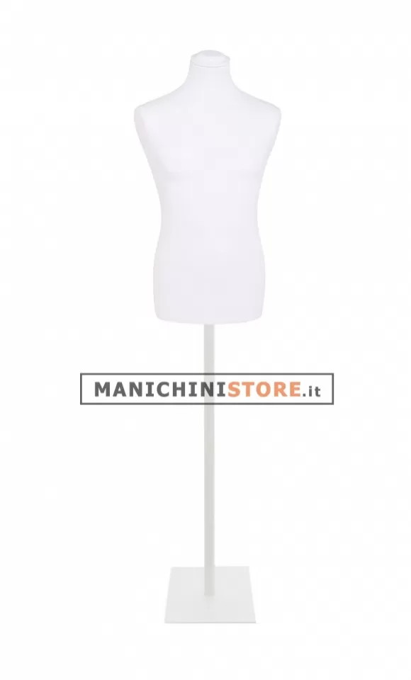 Busto uomo bianco con base quadrata bianca