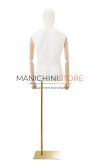 Busto uomo con braccia legno e base rettangolare oro