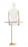 Busto uomo con braccia legno e base rettangolare oro