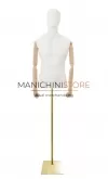 Busto uomo con braccia legno e base rettangolare oro