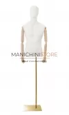 Busto uomo con braccia legno e base rettangolare oro