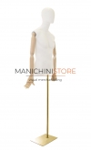Busto uomo con braccia legno e base rettangolare oro
